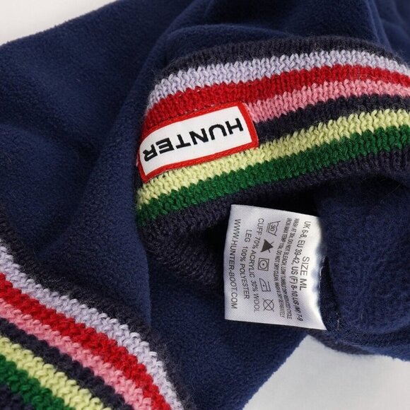 Hunter Navy Fleece Striped Cuff Boot Liner Socks - Size M/L - Picture 3 of 4